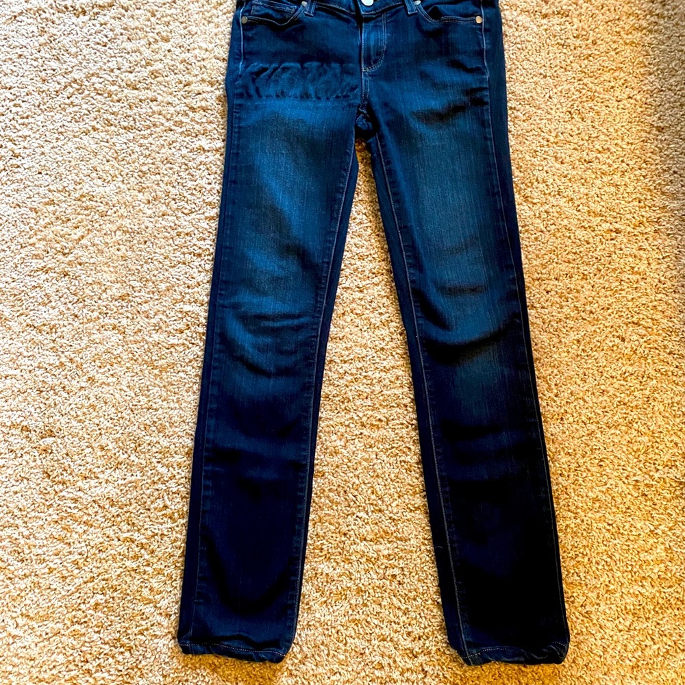 Paige skyline skinny dark blue jeans